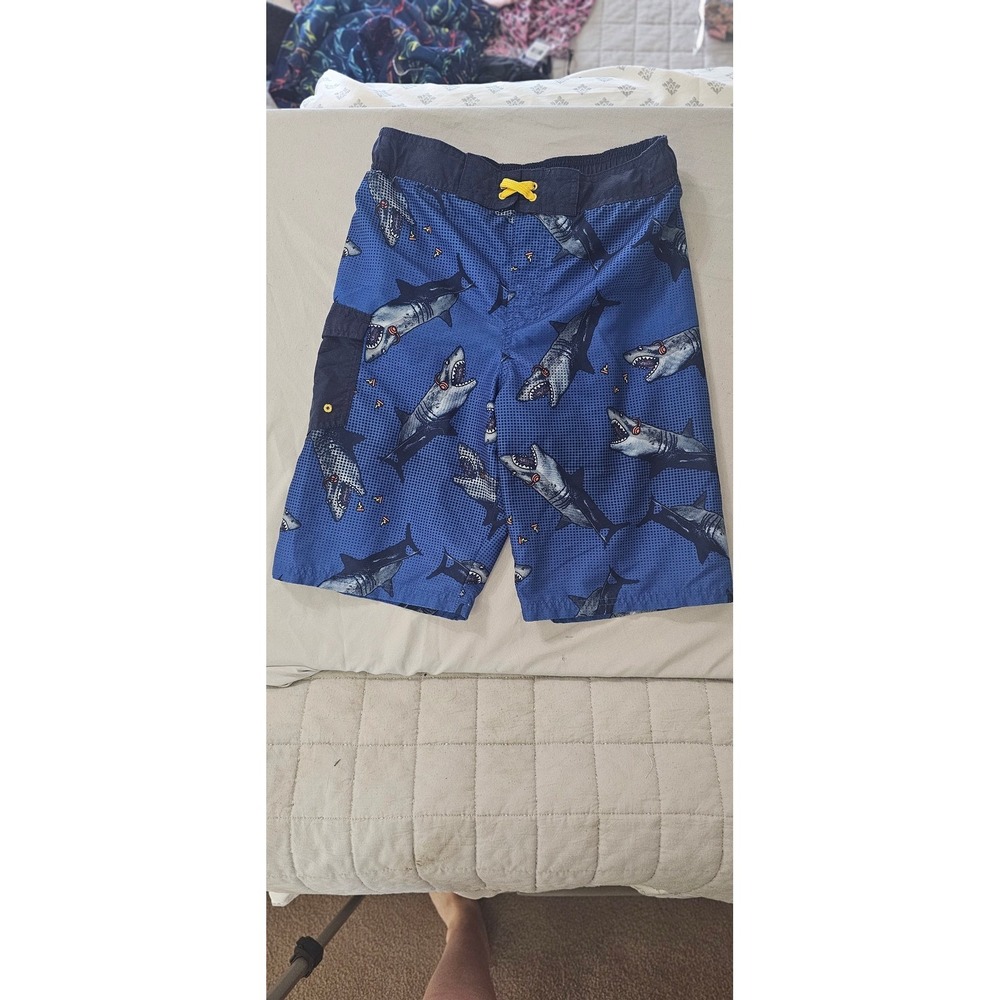 Cat & Jack Boys Blue Shark Pizza Swim Trunks Board Shorts Size XL 16
